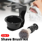 3 in 1 Shaving Brush Kit with Razor Holder Stand and Bowl for Men