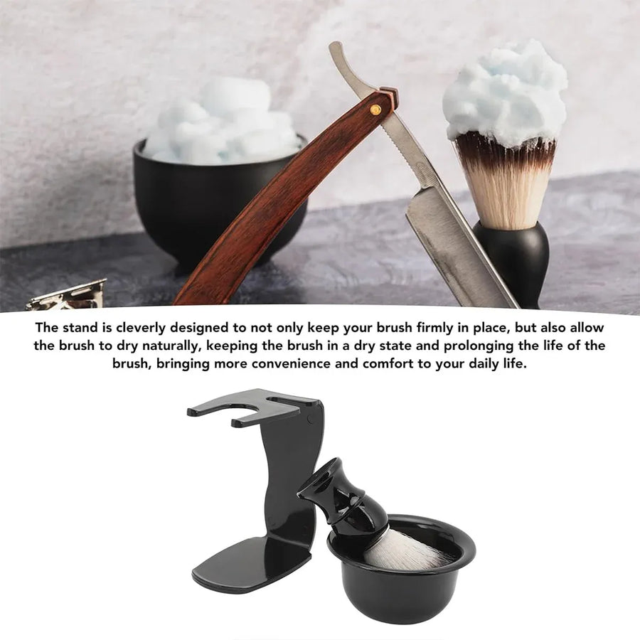 3 in 1 Shaving Brush Kit with Razor Holder Stand and Bowl for Men