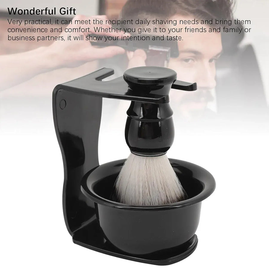 3 in 1 Shaving Brush Kit with Razor Holder Stand and Bowl for Men