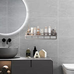 Suction Cup Storage Rack Bathroom Wall Mounted Organizer Shower Toiletry Holder - 30cm-With hook and rod