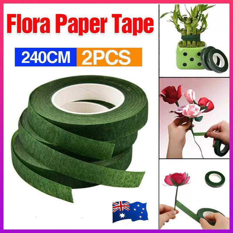 2PCS Green Floral Tape for DIY Craft Flower Wrapping and Bouquet Stems 240cm