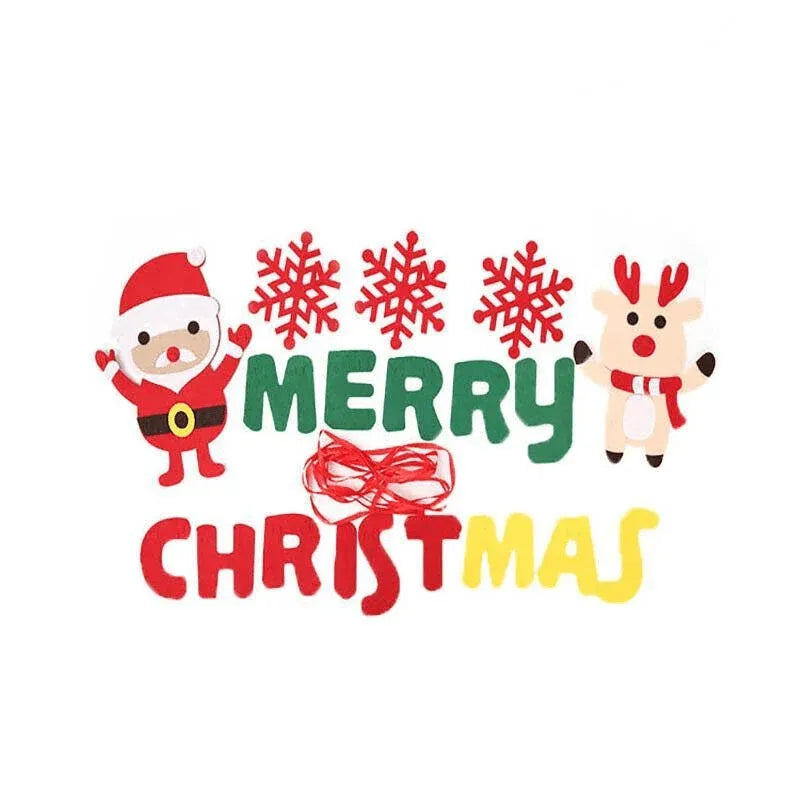 Merry Christmas Banner Felt Santa Reindeer Garland Hanging Decoration 2.8M