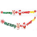 Merry Christmas Banner Felt Santa Reindeer Garland Hanging Decoration 2.8M