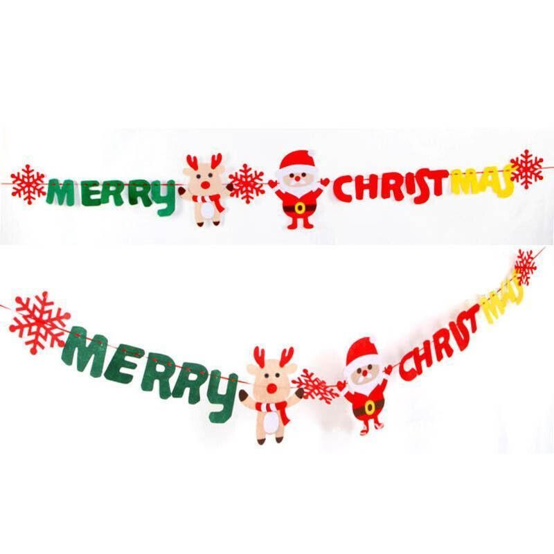 Merry Christmas Banner Felt Santa Reindeer Garland Hanging Decoration 2.8M