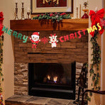 Merry Christmas Banner Felt Santa Reindeer Garland Hanging Decoration 2.8M
