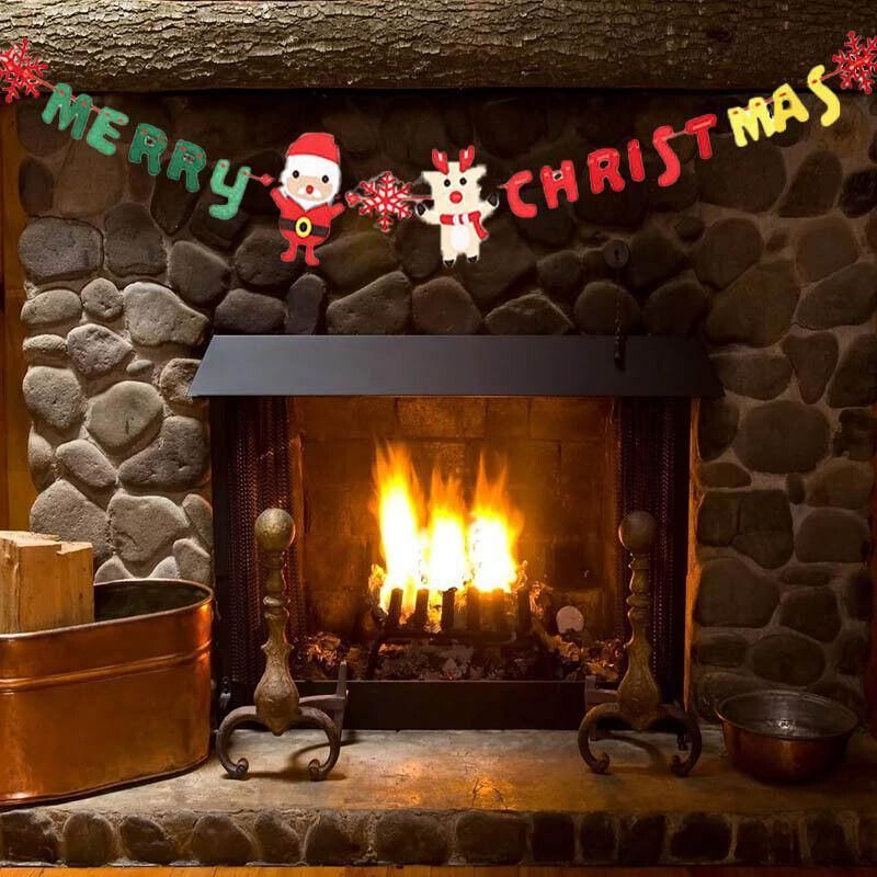 Merry Christmas Banner Felt Santa Reindeer Garland Hanging Decoration 2.8M