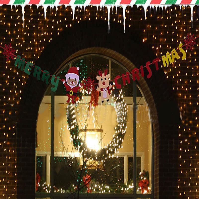 Merry Christmas Banner Felt Santa Reindeer Garland Hanging Decoration 2.8M