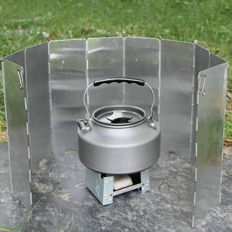 10 Plates Foldable Aluminum Camping Cooker Wind Shield for BBQ Stove