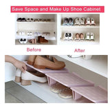 5pcs Double Layer Shoe Rack Simple Storage Organizer Space Saving Shoe Holder - Blue - Top-Down View