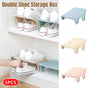 5pcs Double Layer Shoe Rack Simple Storage Organizer Space Saving Shoe Holder - Pink