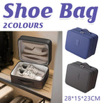 Double Layer Dustproof Shoe Bag Travel Storage Organiser 28 x 23 x 15cm - Black