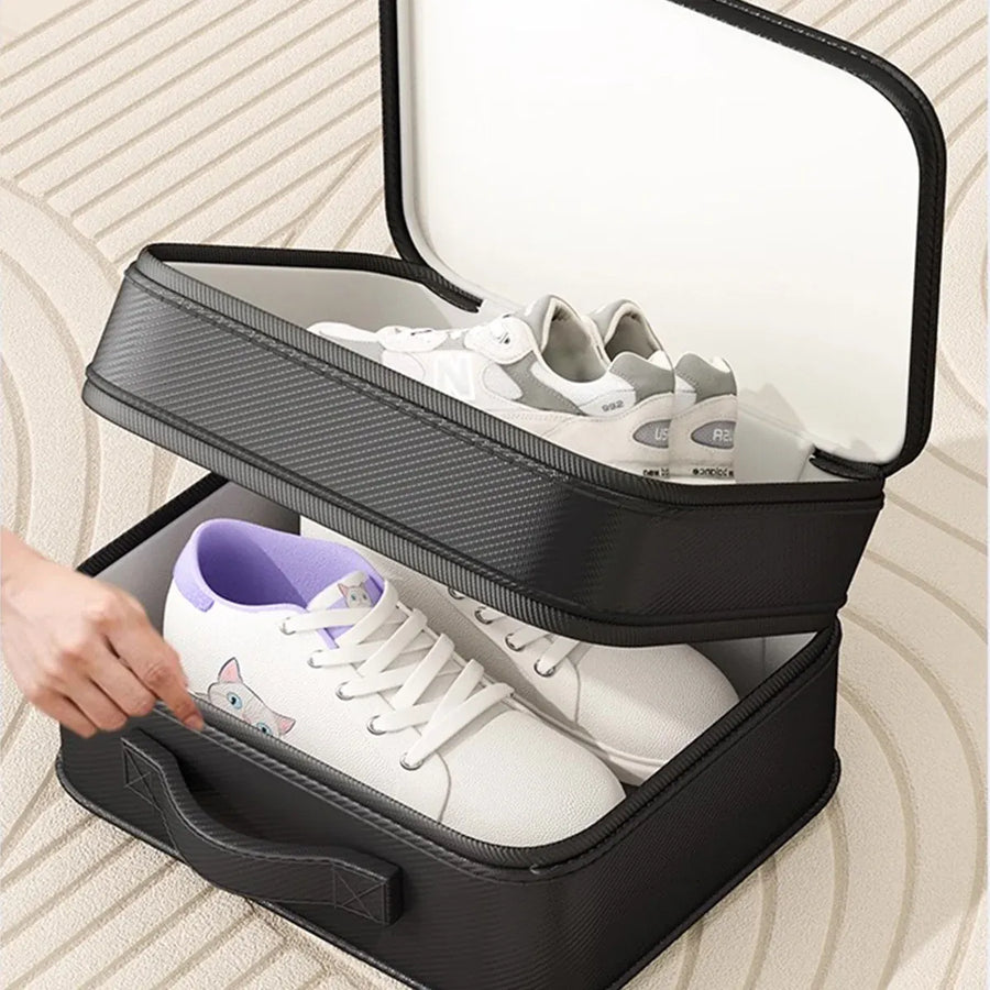 Double Layer Dustproof Shoe Bag Travel Storage Organiser 28 x 23 x 15cm - Black