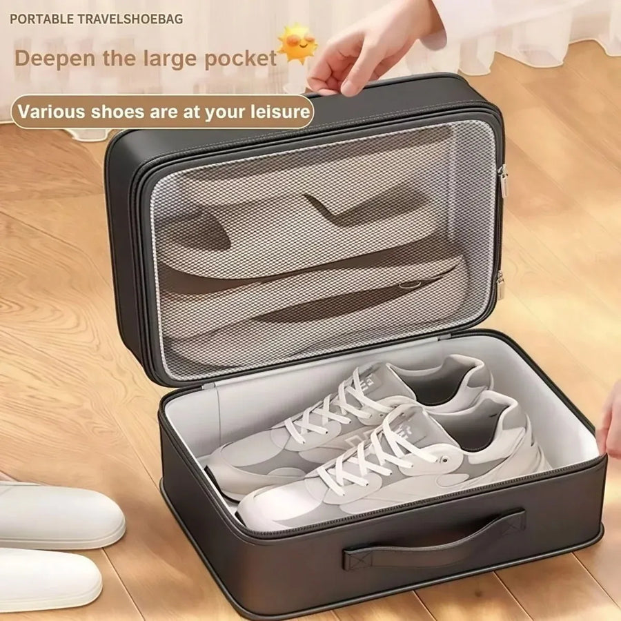 Double Layer Dustproof Shoe Bag Travel Storage Organiser 28 x 23 x 15cm - Blue
