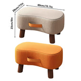 Small Stool for Home Simple Shoe Changing Low Seat Stool Wooden Household Use - Beige - Side View