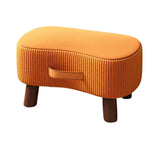 Small Stool for Home Simple Shoe Changing Low Seat Stool Wooden Household Use - Orange - Close-Up Angle