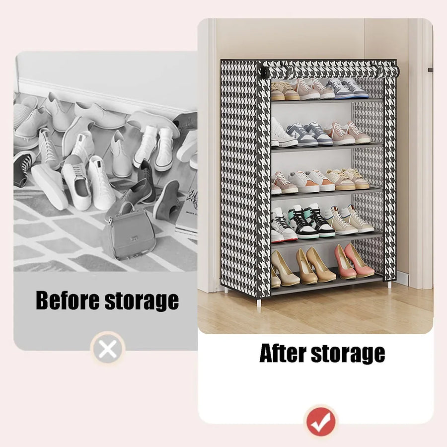 1-Piece Covered Multi-Tier Shoe Storage Rack