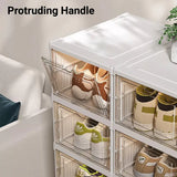 Easy Assemble Shoe Box Foldable Rack 3/6 Layers Storage Transparent Drawers - 3-Tier - Close-Up Angle