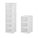 Easy Assemble Shoe Box Foldable Rack 3/6 Layers Storage Transparent Drawers - 3-Tier - Front View