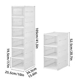 Easy Assemble Shoe Box Foldable Rack 3/6 Layers Storage Transparent Drawers - 3-Tier - Side View
