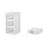 Easy Assemble Shoe Box Foldable Rack 3/6 Layers Storage Transparent Drawers - 3-Tier - Rear View
