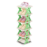 6/7 Tier Shoe Rack Space Saving Small Shoe Cabinet Storage Shelf Organizer - Blue-6 Layer - Low Angle
