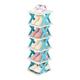 6/7 Tier Shoe Rack Space Saving Small Shoe Cabinet Storage Shelf Organizer - Blue-6 Layer - Extra Image