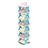 6/7 Tier Shoe Rack Space Saving Small Shoe Cabinet Storage Shelf Organizer - Blue-6 Layer - Extra Image