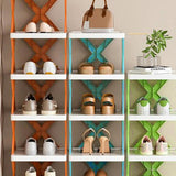 6/7 Tier Shoe Rack Space Saving Small Shoe Cabinet Storage Shelf Organizer - Blue-7 Layer - Top-Down View