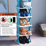 6/7 Tier Shoe Rack Space Saving Small Shoe Cabinet Storage Shelf Organizer - Orange-7 Layer - 45-Degree Angle