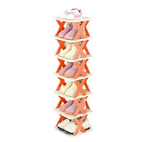 6/7 Tier Shoe Rack Space Saving Small Shoe Cabinet Storage Shelf Organizer - Orange-7 Layer - Close-Up Angle