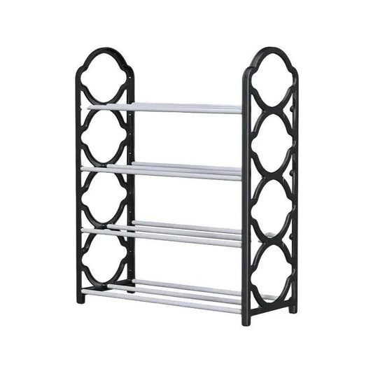 Four Layer Shoe Rack Storage Organizer Multi Tier Shoe Shelf for Entryway Closet - Black