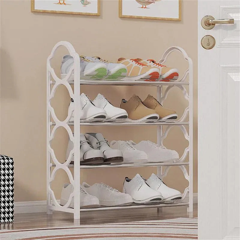 Four Layer Shoe Rack Storage Organizer Multi Tier Shoe Shelf for Entryway Closet - Black