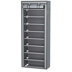 10 Tier Black Shoe Rack Dustproof Organiser Shoe Storage Cabinet for Home Use