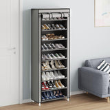 10 Tier Black Shoe Rack Dustproof Organiser Shoe Storage Cabinet for Home Use - Top-Down View