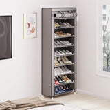 10 Tier Black Shoe Rack Dustproof Organiser Shoe Storage Cabinet for Home Use - 45-Degree Angle