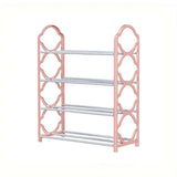 Four Layer Shoe Rack Storage Organizer Multi Tier Shoe Shelf for Entryway Closet - Pink