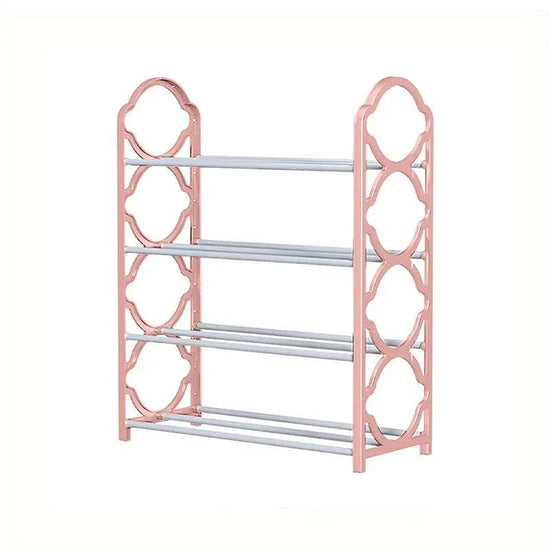 Four Layer Shoe Rack Storage Organizer Multi Tier Shoe Shelf for Entryway Closet - Pink