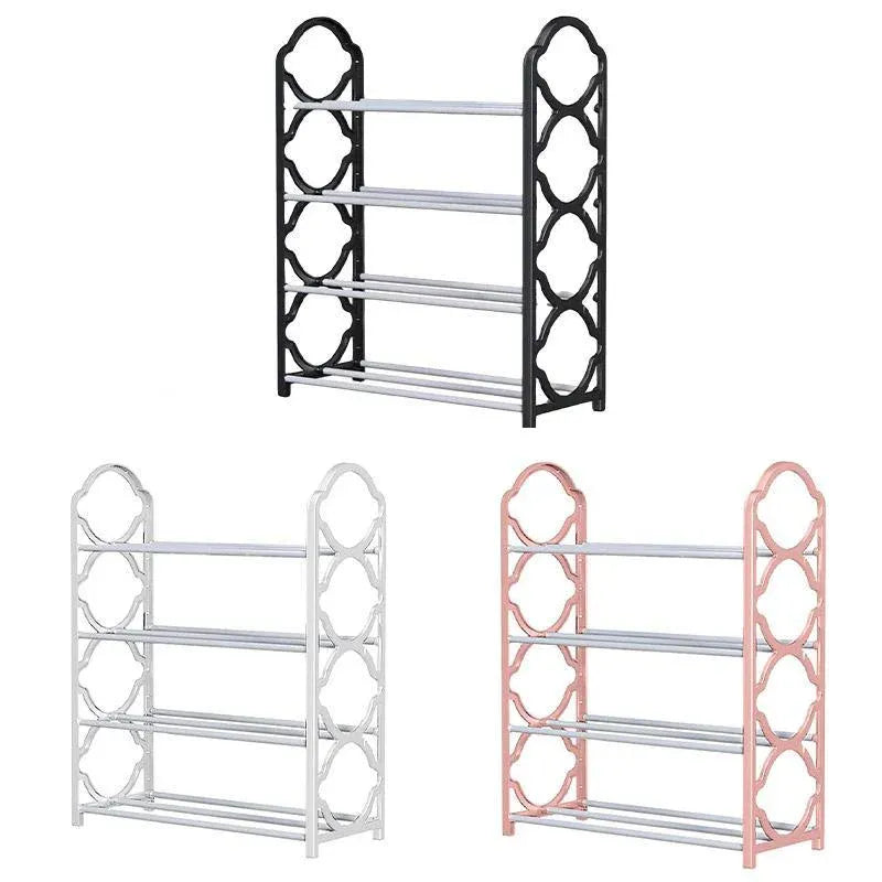 Four Layer Shoe Rack Storage Organizer Multi Tier Shoe Shelf for Entryway Closet - Pink