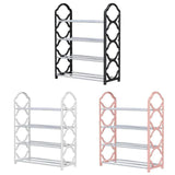 Four Layer Shoe Rack Storage Organizer Multi Tier Shoe Shelf for Entryway Closet - Pink - Side View