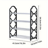 Four Layer Shoe Rack Storage Organizer Multi Tier Shoe Shelf for Entryway Closet - Pink - Top-Down View