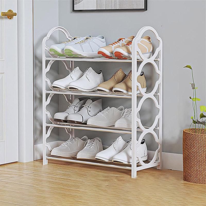 Four Layer Shoe Rack Storage Organizer Multi Tier Shoe Shelf for Entryway Closet - Pink