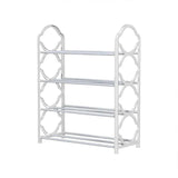 Four Layer Shoe Rack Storage Organizer Multi Tier Shoe Shelf for Entryway Closet - White