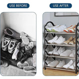 Four Layer Shoe Rack Storage Organizer Multi Tier Shoe Shelf for Entryway Closet - White - Close-Up Angle