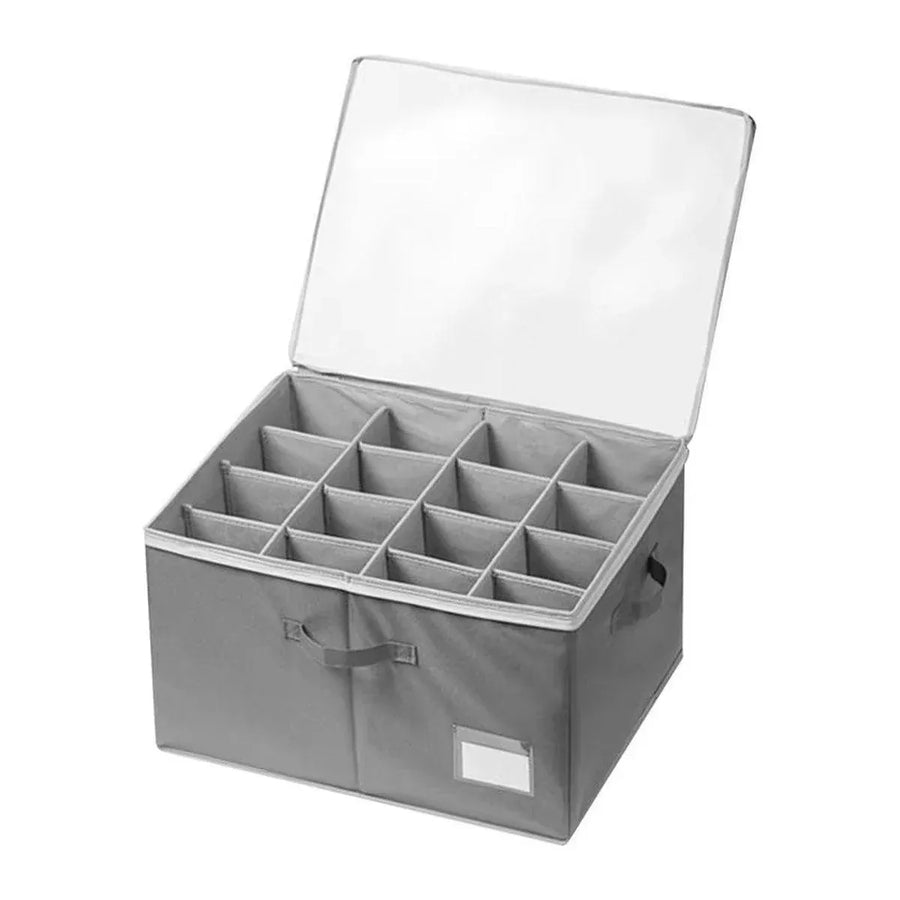 1-Piece Grey 16-Compartment Foldable Shoe Storage Organiser