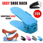 20X Shoe Rack Display Case Box Adjustable Slots Organizer Storage Holder - Blue