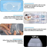 20x Clear Shoe Storage Box Foldable Stackable Plastic Shoe Boxes - Top-Down View