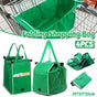 4 x Reusable Supermarket Shopping Trolley Clip-on Large Foldable Grab Handle Bag