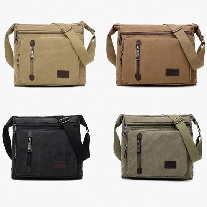 Retro Men'S Canvas Shoulder Messenger Bag Crossbody Satchel Travel Man'S Bags Au - Army Green