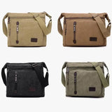Retro Men'S Canvas Shoulder Messenger Bag Crossbody Satchel Travel Man'S Bags Au - Army Green - Front View