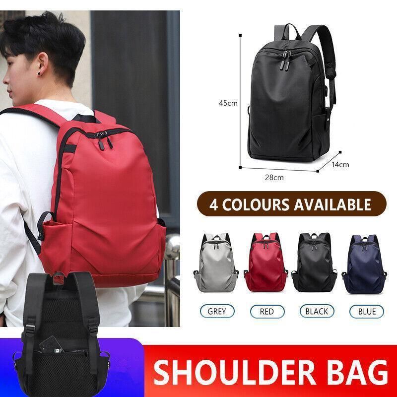 Mens Backpack Large Capacity Waterproof Schoolbag Laptop Work Travel Bag - Black